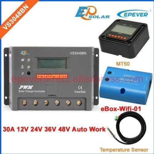 36V 30A solar controller VS3048BN 12V/24V/48V auto work EPEVER EPsolar MT50 remote Meter and wifi eBOX Temp sensor regulator