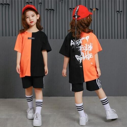 Girls Boys Hip Hop Performance Costumes Kids Fashion Cool Loose Ballroom Pants Jazz Dance Clothes Shirt Shorts Stage Wear