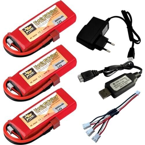 7.4V 3000mah Lipo Battery for Wltoys 144001 124018 124019 RC Car Toys Spare Parts 7.4V Battery with charger for Boat/Tank/Truck