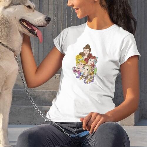 Fashion Disney Princess Women T-Shirt Kawaii Pattern Dropship Outdoor Trend Top Clothes Summer New Products Color T Shirt Female