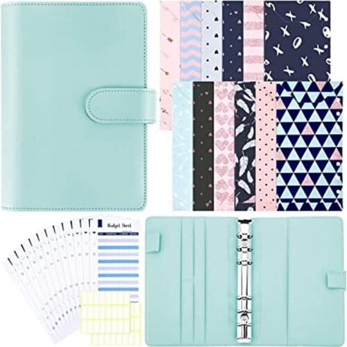 PPYY-Budget Cash Envelope System A6 PU Leather Binder Set for Planning Notepad