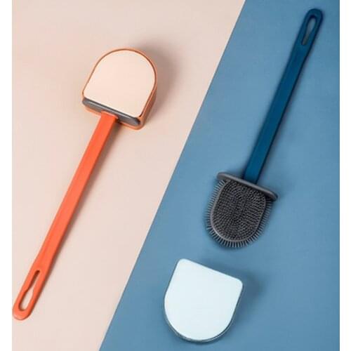 New Creative Silicone Toilet Brush Set Wall-mounted Household Toilet Cleaning Brush Long Handle Soft Hair No Dead Angle Gap