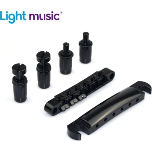 Black Locking Roller Tune-O-Matic TOM Bridge/Tailpiece For Electric Guitar