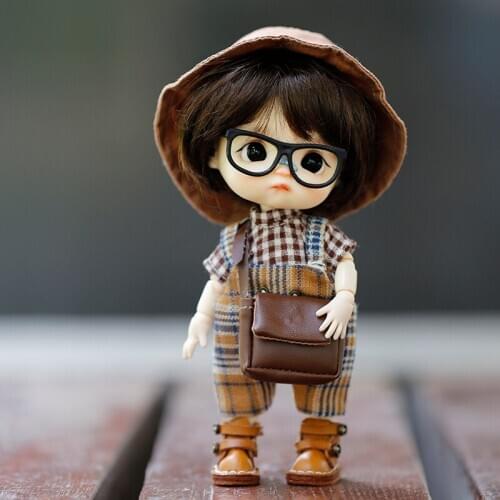 OB11 doll clothes suit suitable for ob11 YMY BODY9 DDF retro lattice diagonal backpack suit doll accessories