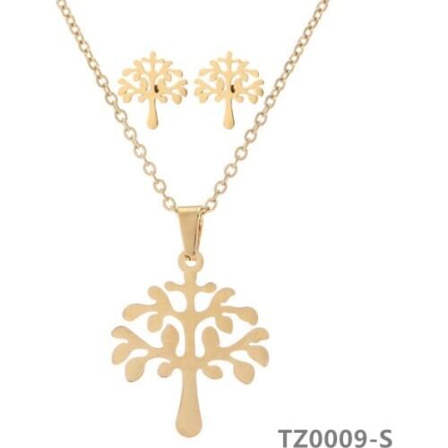 Tree Flower Necklace Pendant Earrings Jewlery Sets for Women Gift Fahion Nice TZ0009-S