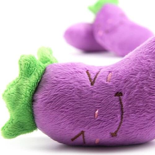 Plush Dog Toys For Small Medium Dogs Eggplant Shape Plush Pet Puppy Squeaky Chew Bite Resistant Toy Pets Accessories
