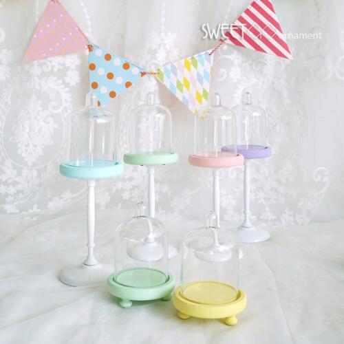 SWEETGO Jelly color cupcake stand mini single stand with PC dome Baby birthday party favorite cake accessory decoration
