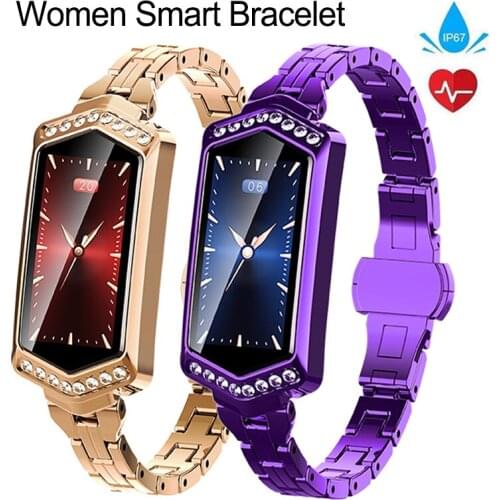 B78 Smart Watch Women IP67 Waterproof Heart Rate Monitor Metal Strap Fitness Bracelet For Android IOS Phone Wife Gift