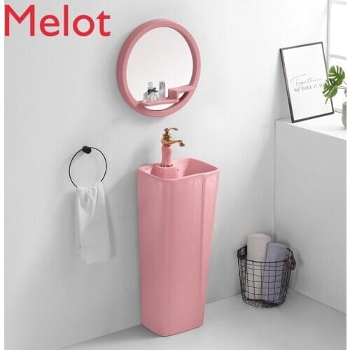 Small type Nordic style wash basin column column ceramic wash basin integrated floor basin small column basin