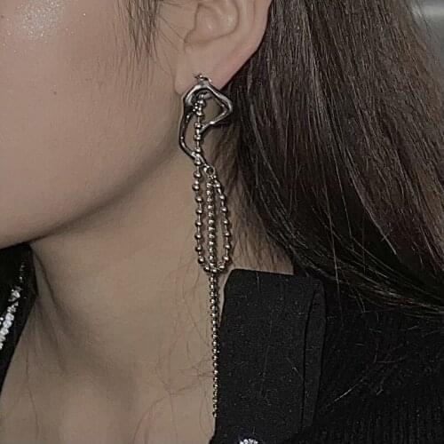 925 Silver Jewelry Fashion Spider Long Tassel Chain Asymmetry Drop Earrings Punk Luxury Accessories For Women Cocktail Party Gif