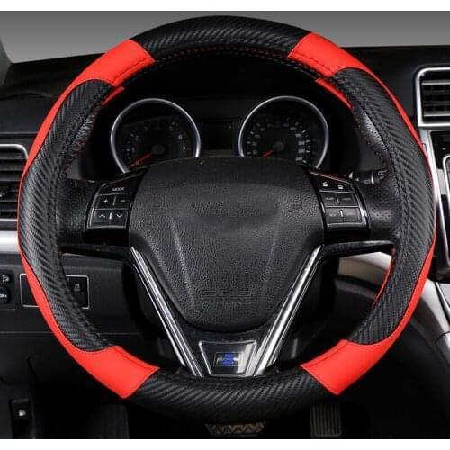 Universal Car PU Leather Steering-Wheel Covers Anti-slip Skidproof Durable 38CM/15" Dynamic Fibre Handmade Steering Wheel Cover