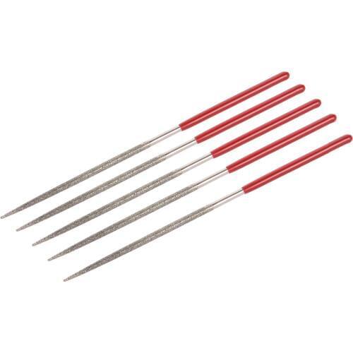 UXCELL 5PCS Red Silver 2mm x 100mm Round Diamond Needle File 150 Grit, use to Shape Steel, Glass, Tile, Metal Glass Stone