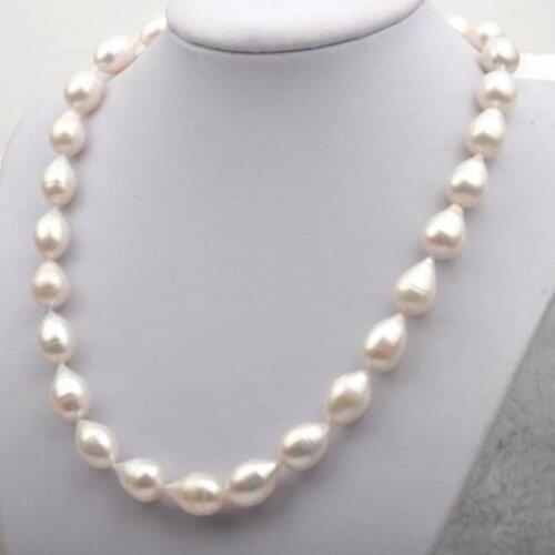 18 INCH AAA 9.2-12MM NATURAL SOUTH SEA WHITE PEARL NECKLACE 925silver