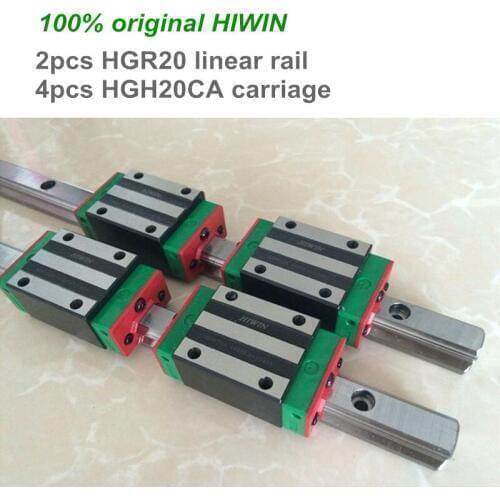2pcs 100% HIWIN linear guide rail HGR20 400 450 500 550 600mm with 4pcs hiwin HGH20CA / HGW20CA for CNC parts