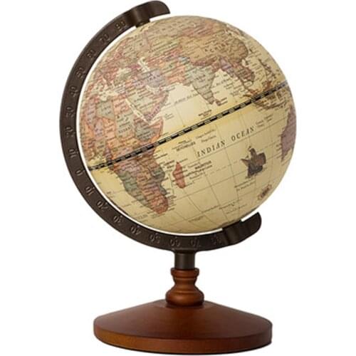 22cm World Globe Earth Map In English Retro Wooden Base Terrestrial Globe Geography Education Decorative Globe Bussiness Gift