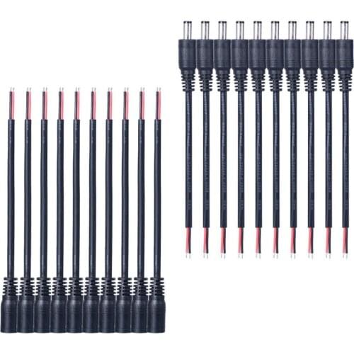 5pc 10pcs 100pcs DC Female Male Jack Connect Cable 5.5mm 2.1mm Power Cord Wire For CCTV Camera DVR Car Rearview Moniter LED Tape