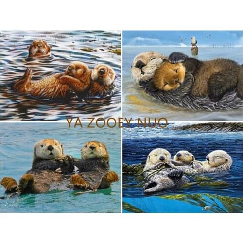 5D Diamond Painting Otter Ocean Fish Animal Square Diamond Round Diamond Decoration Customizable Wall Art Home Decoration P1223