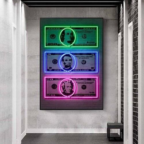 Abstract Canvas Painting Dollar Wall Art Posters Decoration Salon Paintings for Interior Money Living Room Decor Wall Paintings