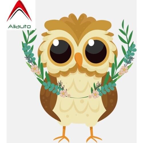 Aliauto Cute Car Sticker Owl Wearing A Plant Accessories PVC Decal for Volkswagen Polo Golf Toyota Ford Focus,12cm*14cm