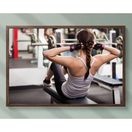 B001 Abdominal Curl Training Fitness Bodybuilding Women Sexy Beautiful Strong Wall Sticker Silk Fabric Poster Art Indoor Decor