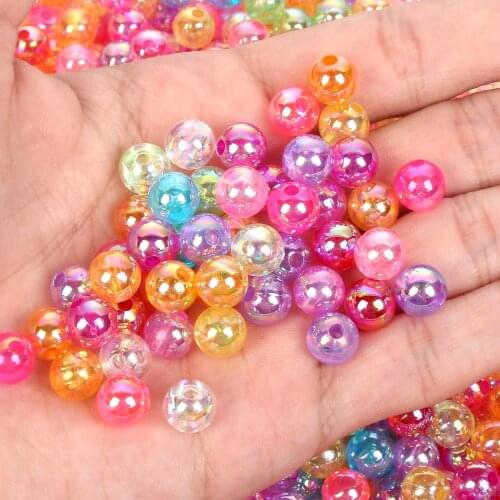 50/100/500PCS 15Colors Transparent Acrylic ABS Beads Pearl Round Loose Beads for Jewelry Making DIY Bracelets Accessories 4-12MM