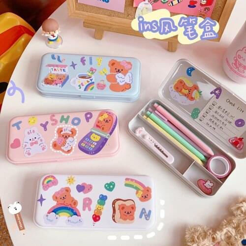 Student Pencil Case Eco-friendly Pencil Case Cute DIY Sticker High-capacity Pencil Case Girl Gift school Supplies Stationery