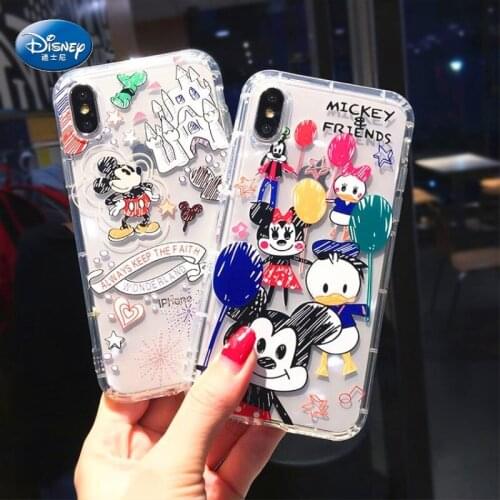 Disney Cartoon Graffiti Mickey Minnie phone case For iphone 7 8 Plus clear soft TPU cover For iphone XSMAX XR XS capa coque