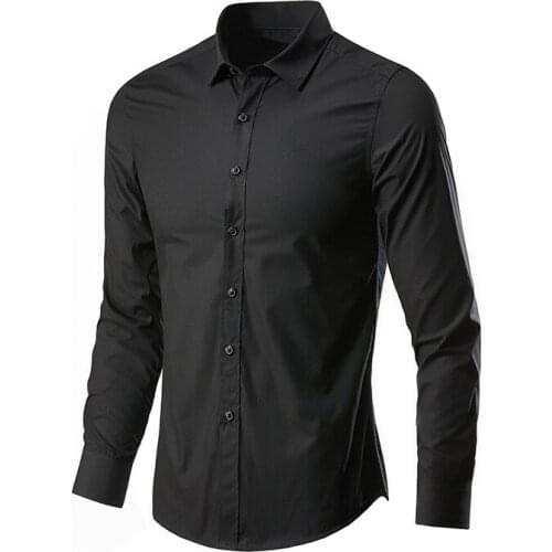 Black Long Sleeve Shirt Mens Non-iron Casual Business Shirt Slim Fit Work Solid Dress Shirts for Men Korean Style Men Clothing