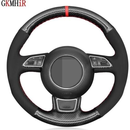 DIY Soft Black Suede Carbon Fiber Car Steering Wheel Cover For Audi A1 8X A3 8V Sportback A4 B8 Avant A5 8T A6 C7 A7 G8 A8 D4