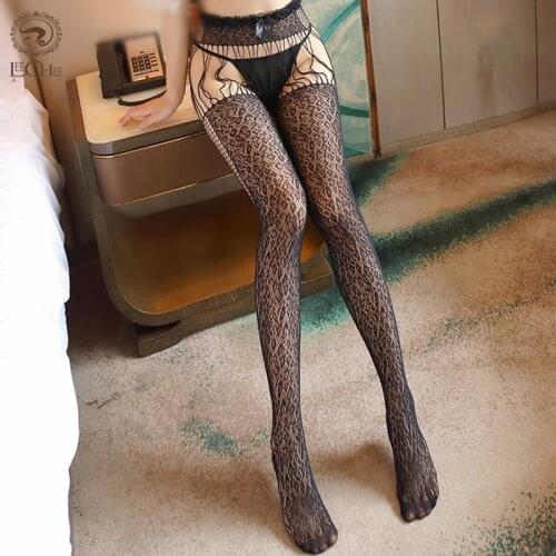 Women Sexy Lingerie Stockings Lace Tights Pantyhose Women Transparent Open Crotch Apparel Hosiery Fishnet Black Socks Gifts