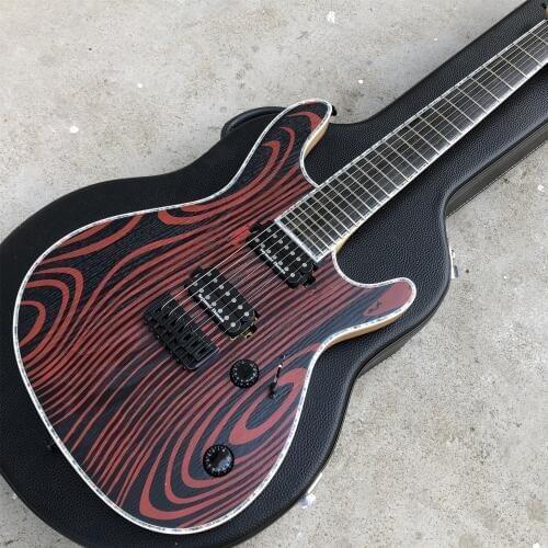 Abalone 6 or 7 Strings Electric Guitar,Ebony fingerboard,Black hardware Neck through body Guitarra