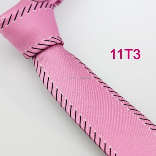 YIBEI Coachella Ties Wedding Fashion Slim Tie PINK With Black Border Stripes Corbatas Hombre Skinny Narrow Mens Neckties 2015