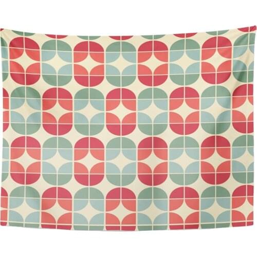 Tapestry 70S Geometric Tiles Pattern in Vintage Style Abstract Retro Tapestries Wall Hanging for Living Room Bedroom Dorm