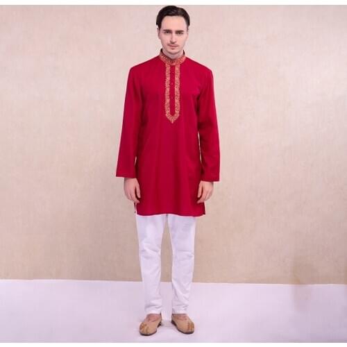 Indian Dress for Men Kurtas Traditional Style Kurti Sets 3 Color Hindu Clothes Cotton Kurtha Indian Clothing Men Costume