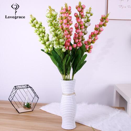 Artificial Flowers Convallaria Majalis Long Stem Branch Faux Lily of the Valley Flowers Wedding Festival Home Decorations Flores
