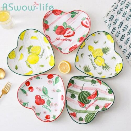 Ceramic Peach Heart Plate Household Creative Personality Tableware Salad Plate Steak Plate For Kitchen Dinner Plates