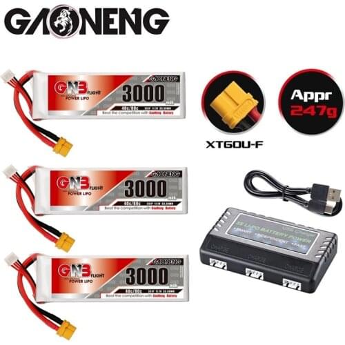 GNB 3000mAh 11.1V 3S 40C/80C Lipo Battery With XT60 Plug + charger For RC Helicopter Quadcopter FPV Racing Drone Parts