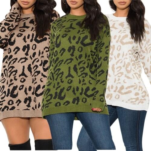 Fashion Printed Round Neck Long Sleeve Knitted Warm Pullover Loose Sweater