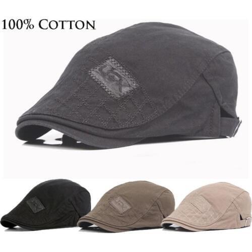 Men Classic Western Cotton Blend Ivy Caps Flat Brim Adjustable Beret Cap