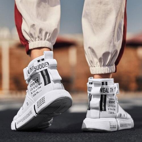2021 High Top White Casual Mens Shoes Trendy All-match Canvas Sneakers Fashion Comfortable Breathable Sports Men Shoes