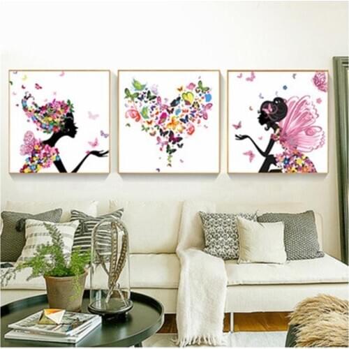 50*50 diy oil painting by numbers triptych acrylic painting coloring paint by number hand painted dance to tune