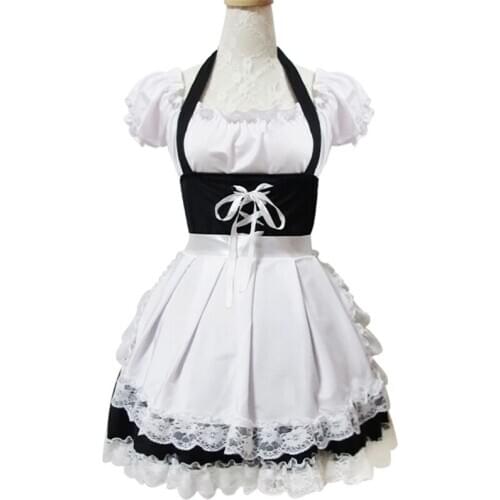 Customized handcraft Lolita Lace ruffled skirt super sweet and pretty cosplay costume Maid Dress