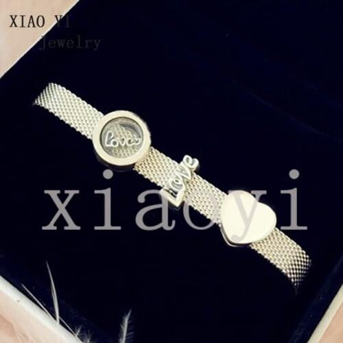 XIAOYI 2020 New 100% S925 Heart-shaped declaration transparent hollow clip romantic gift birthday bracelet female beautiful