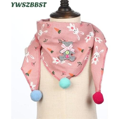 New Spring Baby Girls Triangle Scarves Rabbit Love Flowers Autumn Girls Warm Collar Toddler Boys Neck Wear Baby Scarf