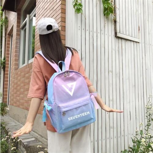 Seventeen New Album HIT YMMD Pink Blue Gradient BackPack School Bag Waterproof Travel Bag S.COUPS WONWOO WOOZI VERNON