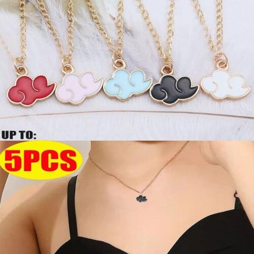 5/1PC Couple Japanese Anime Cosplay Necklace Akatsuki Organization Red Cloud Sign Metal Pendant Necklace Party Women Men Choker