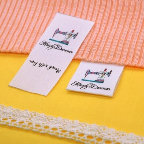 Custom Sewing label, Logo or Text - fold Tags, Personalized Brand , Printing Labels, sew on label (FR107)