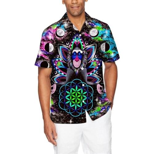 Psychedelic T shirt Men 3d t-shirt monkey Printing Shirt Black Short Sleeve Punk style Shirts mens clothing Summer Casual tops