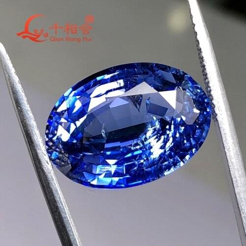Thailand cut Cornflower blue artificial Sapphire oval shape corundum gem stone with cracks and inclusions