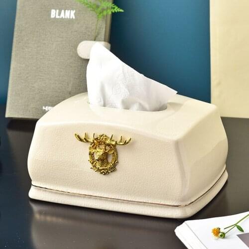 Modern simple light luxury ceramic small paper towel box North European style living room tea table table decoration drawing pap